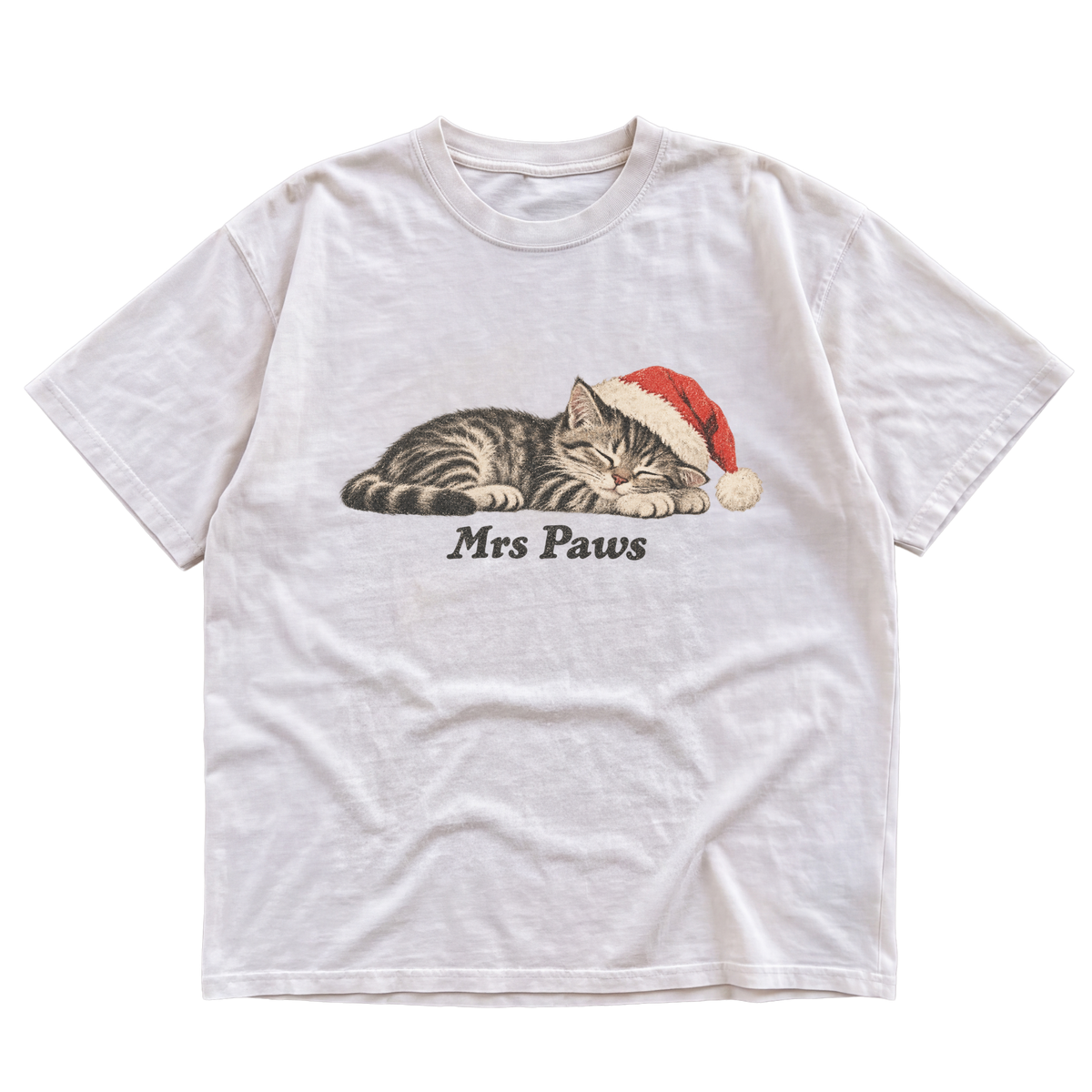 Mrs. Paws Sleeping Cat Christmas T-Shirt
